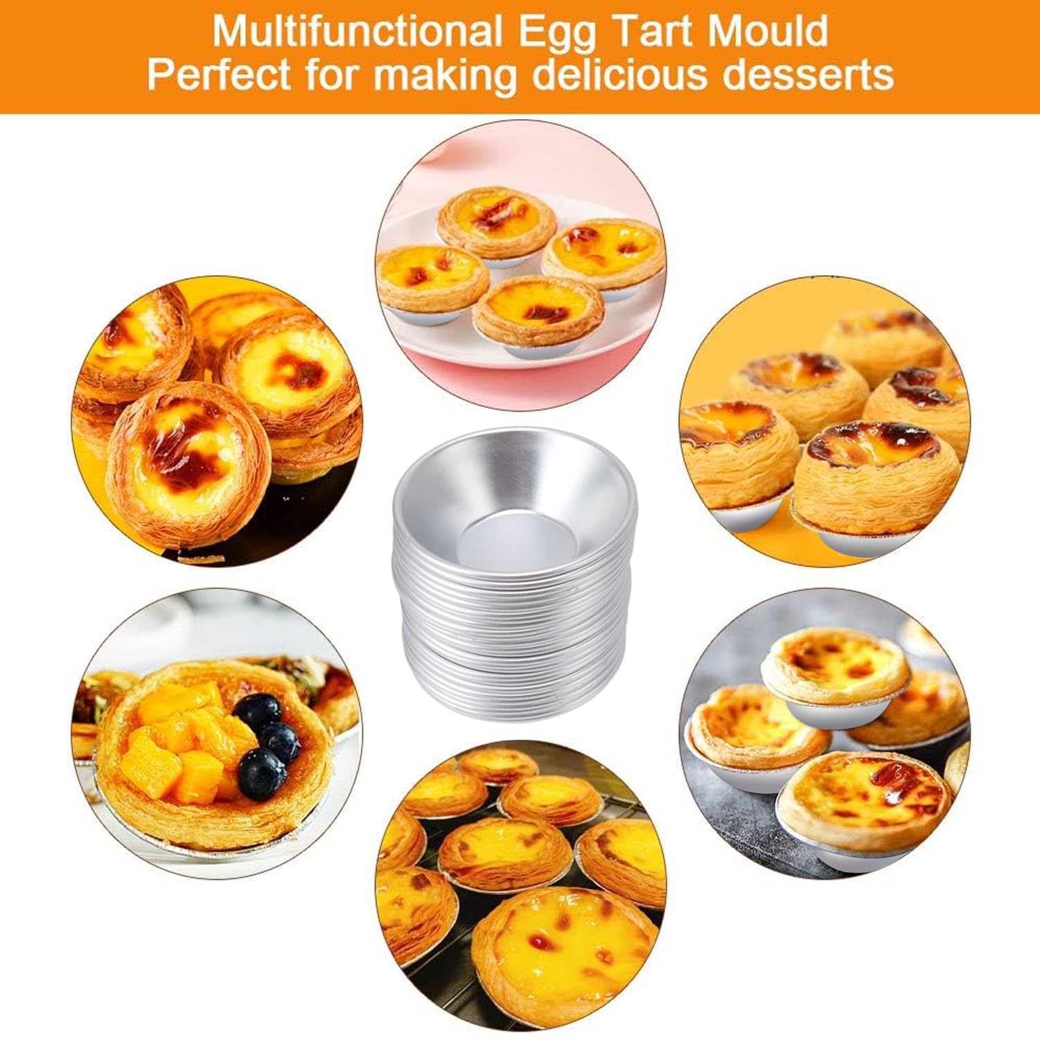 Moule Pasteis De Nata, 25 Pièces Moules à Tarte Aux œufs, Mini Moule à Tarte,Les moules de cuisson sont antiadhésifs et réutilisables, parfaitement adaptés pour la cuisson de
