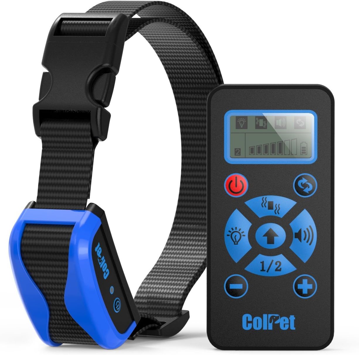 Colpet Dog Traing Collar - Colpet 800yard Rechargeable and Waterproof Remote Dog Collar with Beep, Vibration and Electronic Collar, Yellow/Blue (Blue)