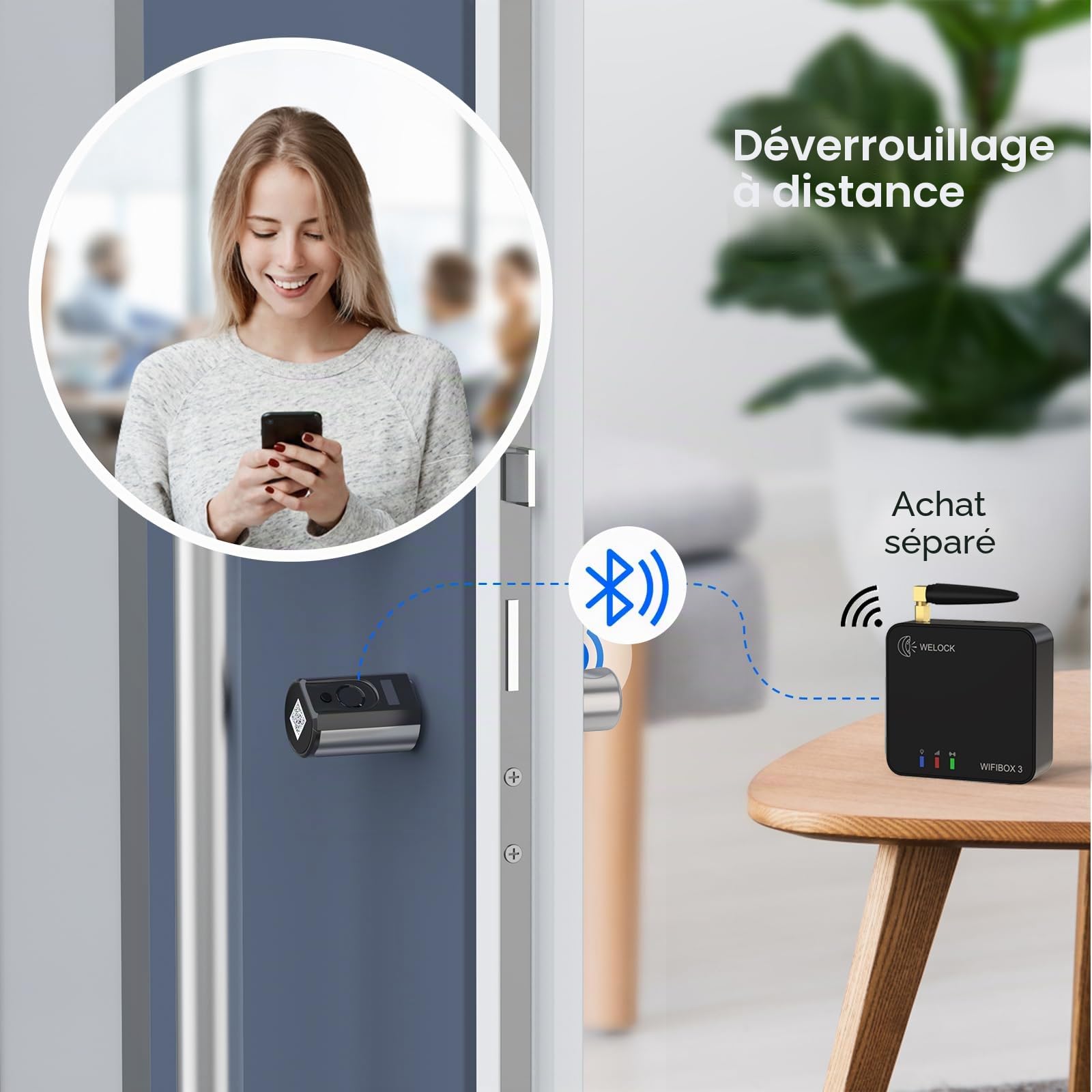 WELOCK Touch63 Serrure Connectée,serrure empreinte digitale avec Carte RFID | WiFi(achat supplémentaire welock WIFIBOX3),APP,cylindre connecté 40/30 pour porte de 50-100mm,facile à installer,Smart Lock