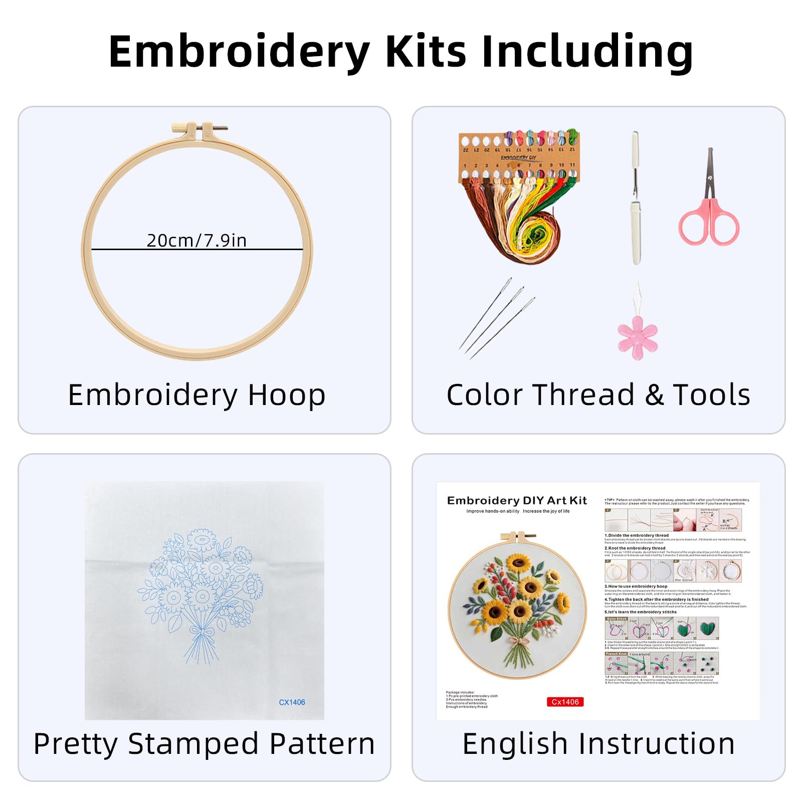 Embroidery Kit for Beginners - Floral Flower Pattern -2 Embroidery Kit for Beginners - Floral Flower Pattern -2