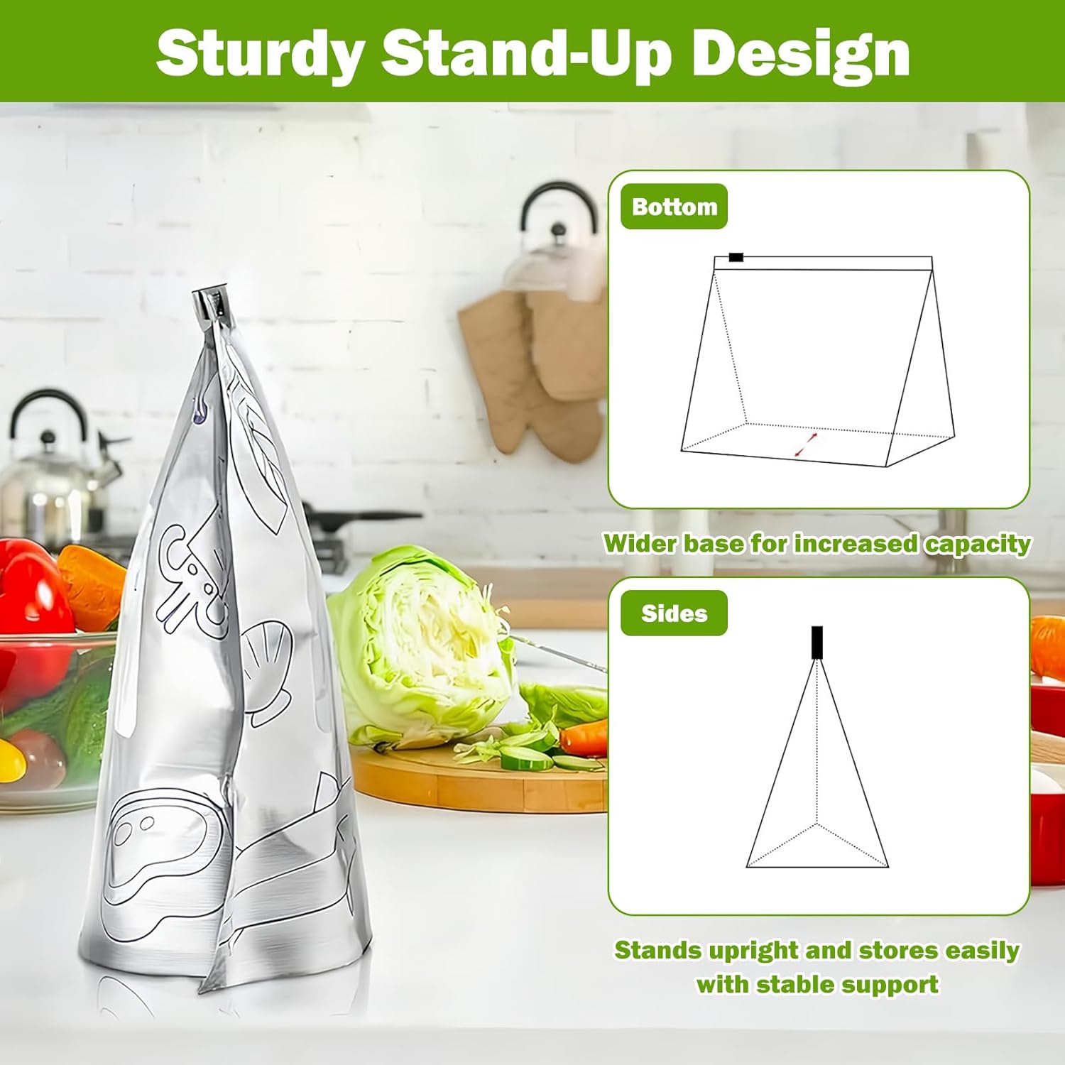 30 Aluminium Foil Storage Bags with Zip Closure Aluminium Reusable Storage Bags Suitable for Storing Seafood, Meat, Vegetables and Fruits