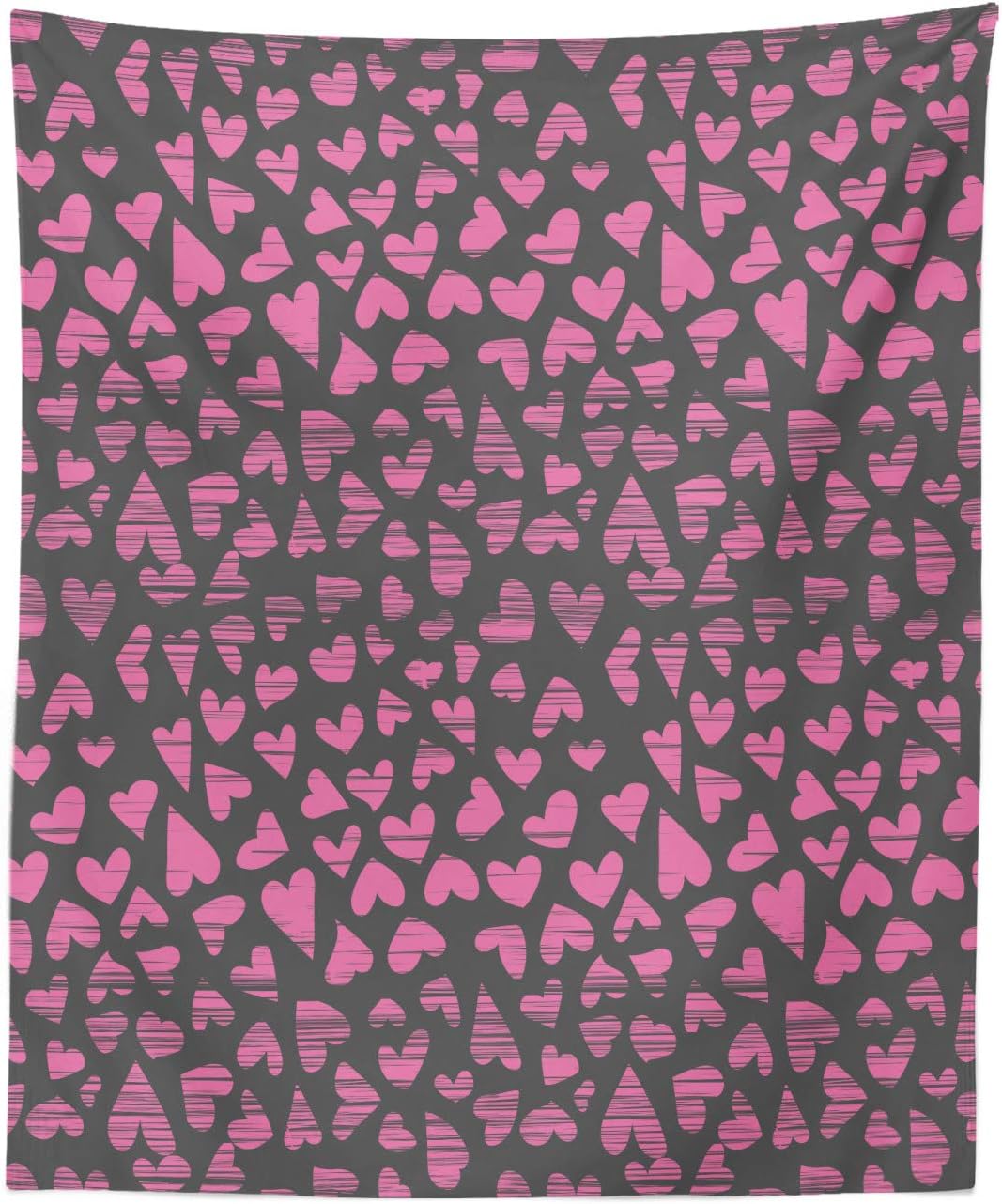 Lunarable Romantic Tapestry, Heart Grunge Valentines Day Lovers Birthday Celebration Doodle Concept, Fabric Wall Hanging Decor for Bedroom Living Room Dorm, 23" X 28", Pink Grey