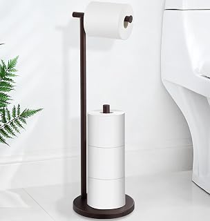 Free Standing Toilet Paper Holder Stand, Oil Rubbed Bronze Toilet Paper Holder with Storage for Jumbo Mega, Housen Solutions