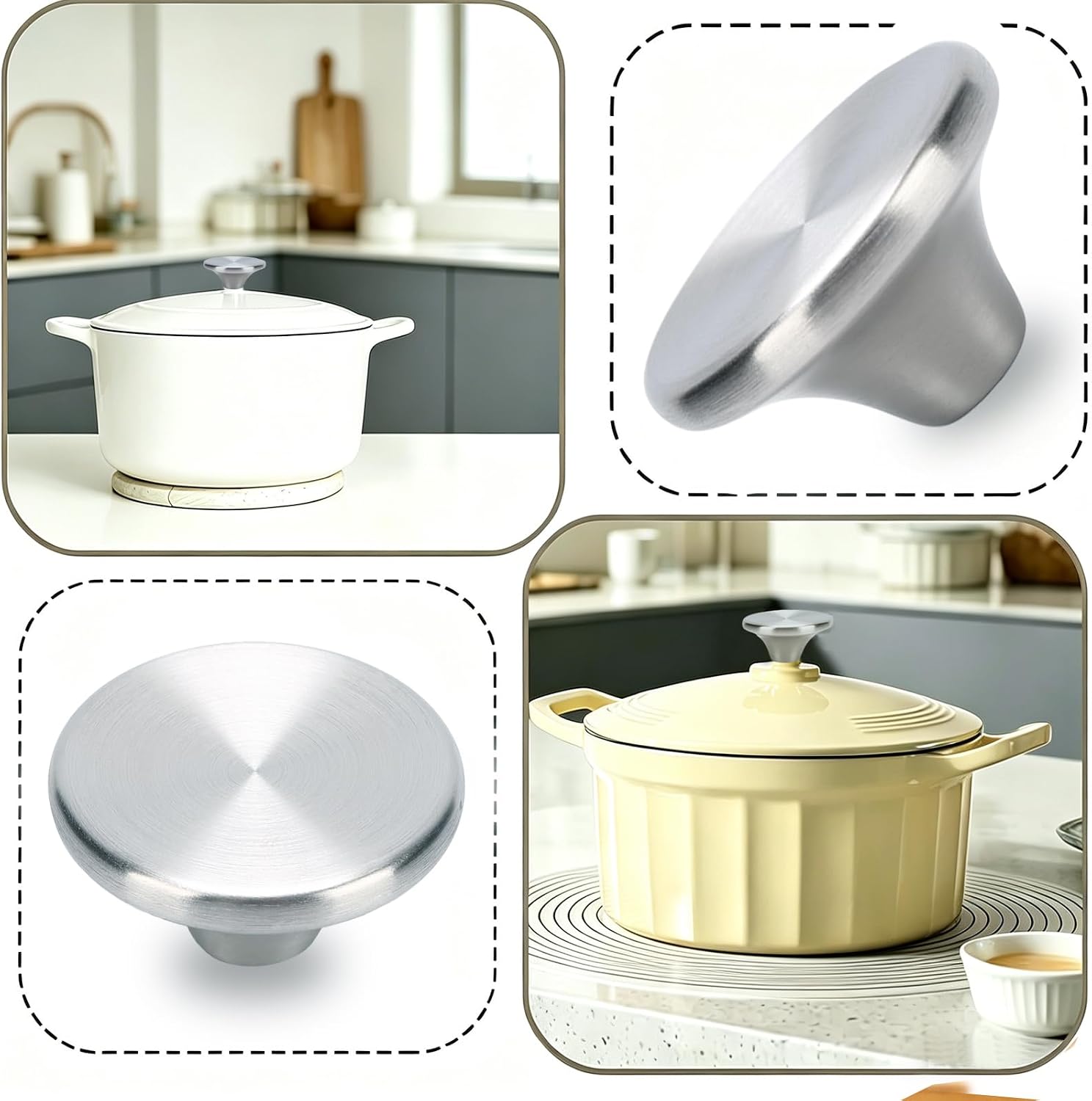 Stainless Steel Pot Lid Knobs, Replacement Handles for Cookware Covers