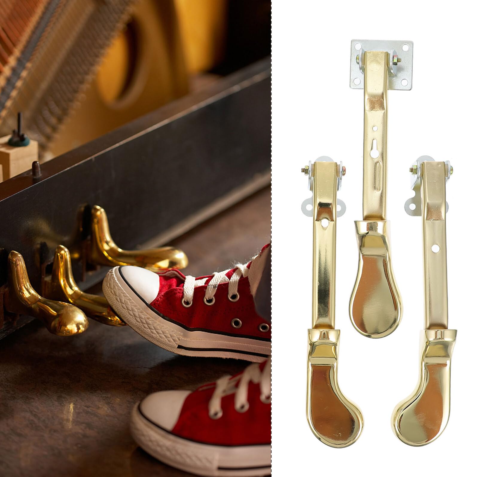 Beaupretty Pedali Pezzi Pianoforte e Verticale 3 Dorato in Metallo per Ruggine Resistenti alla Accessori Professionali Pratici per Strumenti Musicali