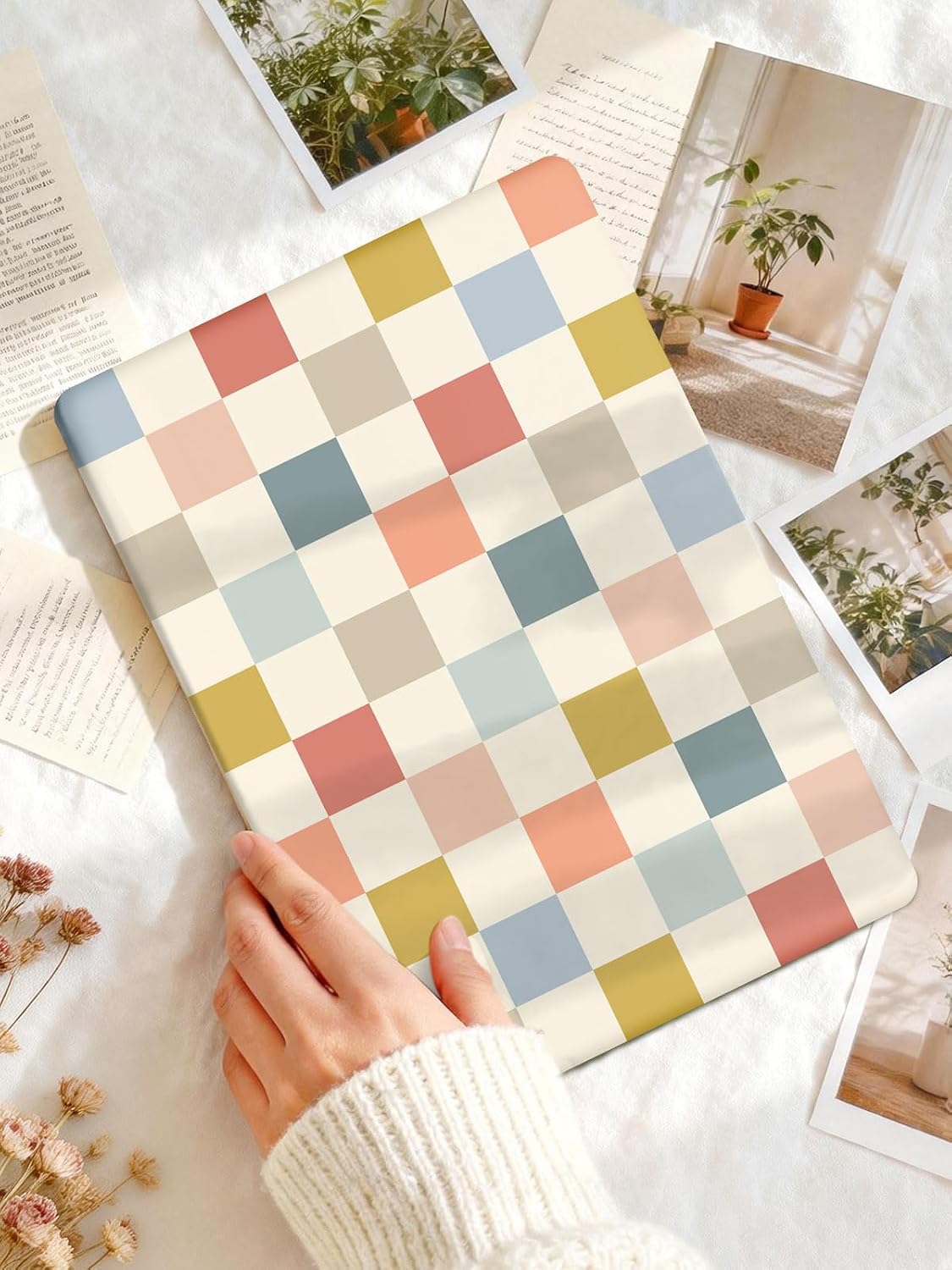 Seorsok Compatible with MacBook Pro 13 inch Case M2 2023,2022,2021-2016 A2338 M1 A2251 A2289 A2159 A1989 A1708 A1706,Cute Colorful Grids Plastic Hard Shell Case with Keyboard Cover,Retro Checkered image 4