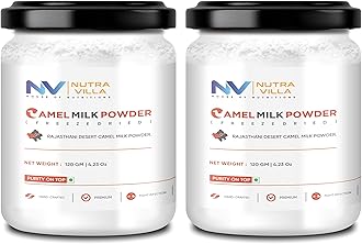 Nutravilla Camel Milk Powder | Whole Freeze Dried Camel Powder Possesses Potential Benefits In Brain Health, Liver And Kidney Function, Cancer, And Allergy Management | 2 Jars Of 120 Grams Each
