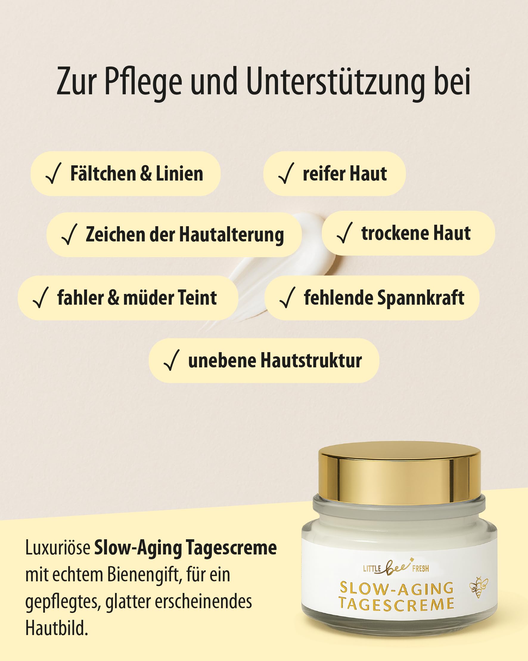little bee fresh Bienengift Tagescreme Spar-Set (3x) Anti-Aging | bei Falten & reifer Haut mit Hyaluron, Arganöl & Shea Butter | hochdosierte Slow-Aging Bienengift Creme | 100% Imkerqualität
