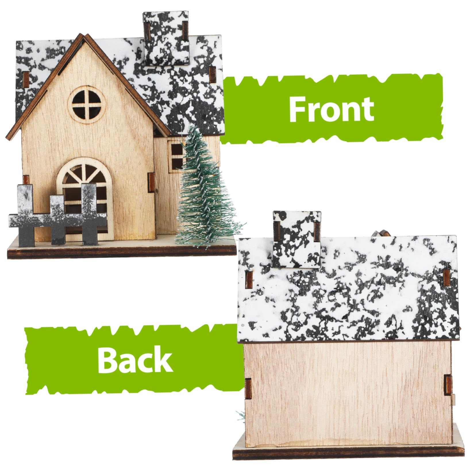 SUPVOX 3pezzi Casetta di Natale in Legno Illuminata LED Set di Villaggio Natalizio Mini Case per Decorazioni Artigianali Esposizione di Villaggio Natalizio