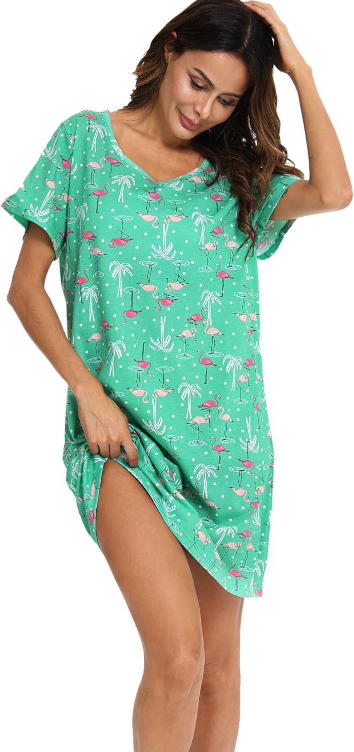 ENJOYNIGHT 3 Pack Womens Nightshirt Cotton Nightgown Short Sleeve Soft Sleep Shirt - Image 3