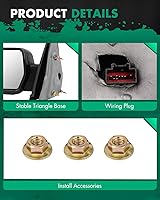 Vista 4 de SCITOO Espejo de remolque apto para espejo exterior Ford 2007-2014 para Ford para camión F-150 con señal de giro ámbar y luz de charco, control