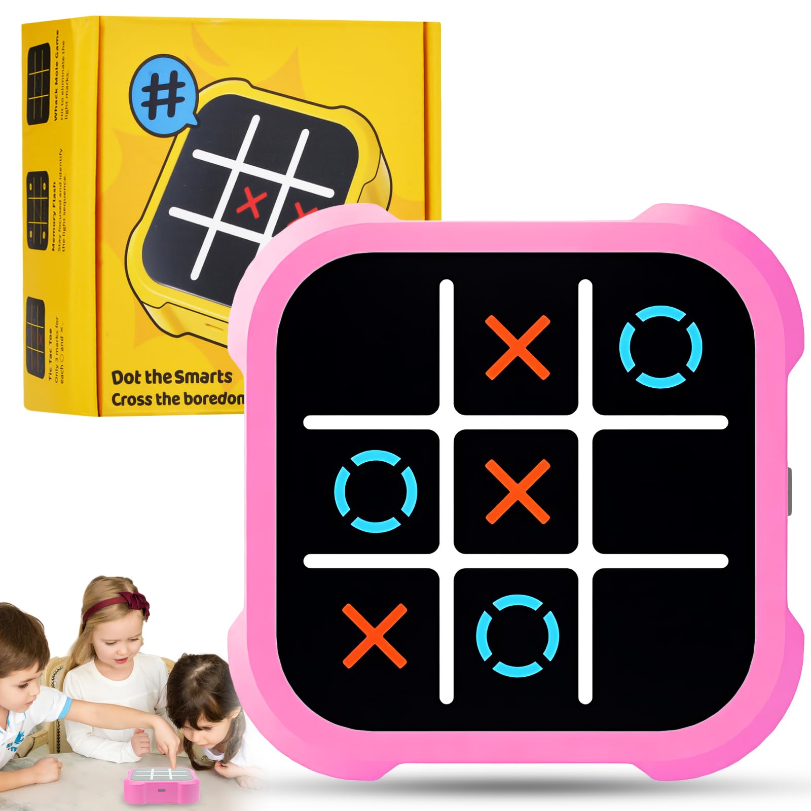 Elektronisch Tic-Tac-Toe Bolt Spiel, 3-In-1-Puzzlespielkonsole, Zappelspielzeug-Brettspiele, Elektronisches Digitales Tic-Tac Toe-Spiel, Brettspiel Familietragbare Reisespiele FüR Bildung. (Rosa)