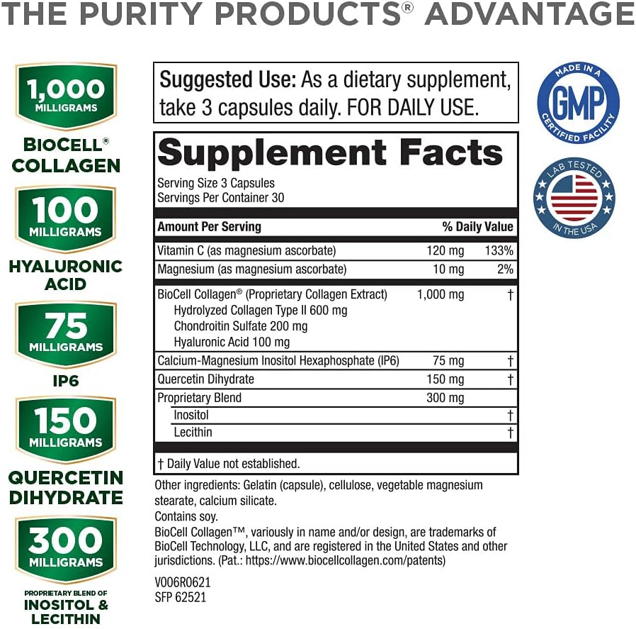 Purity Products Ultimate H.A. Formula - Clinically Studied BioCell Collagen - Dynamic Hyaluronic Acid Support for The Joints and Skin - 90 Count - from