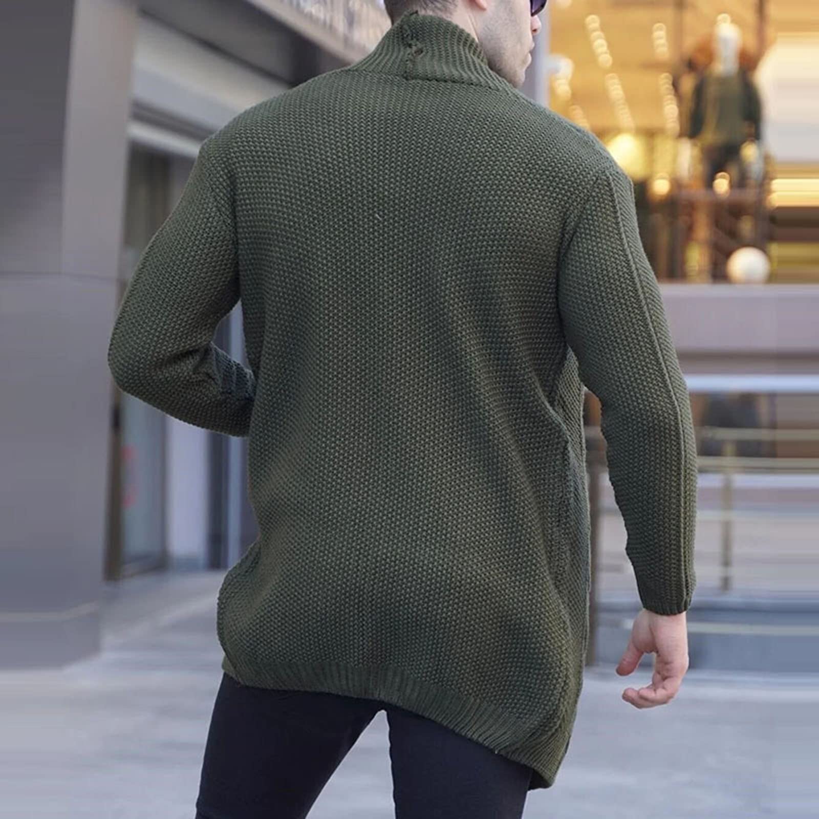 Maglione di Cardigan a Colori Solidi Slim in Forma da Uomo, Giacca Casual a Cavo