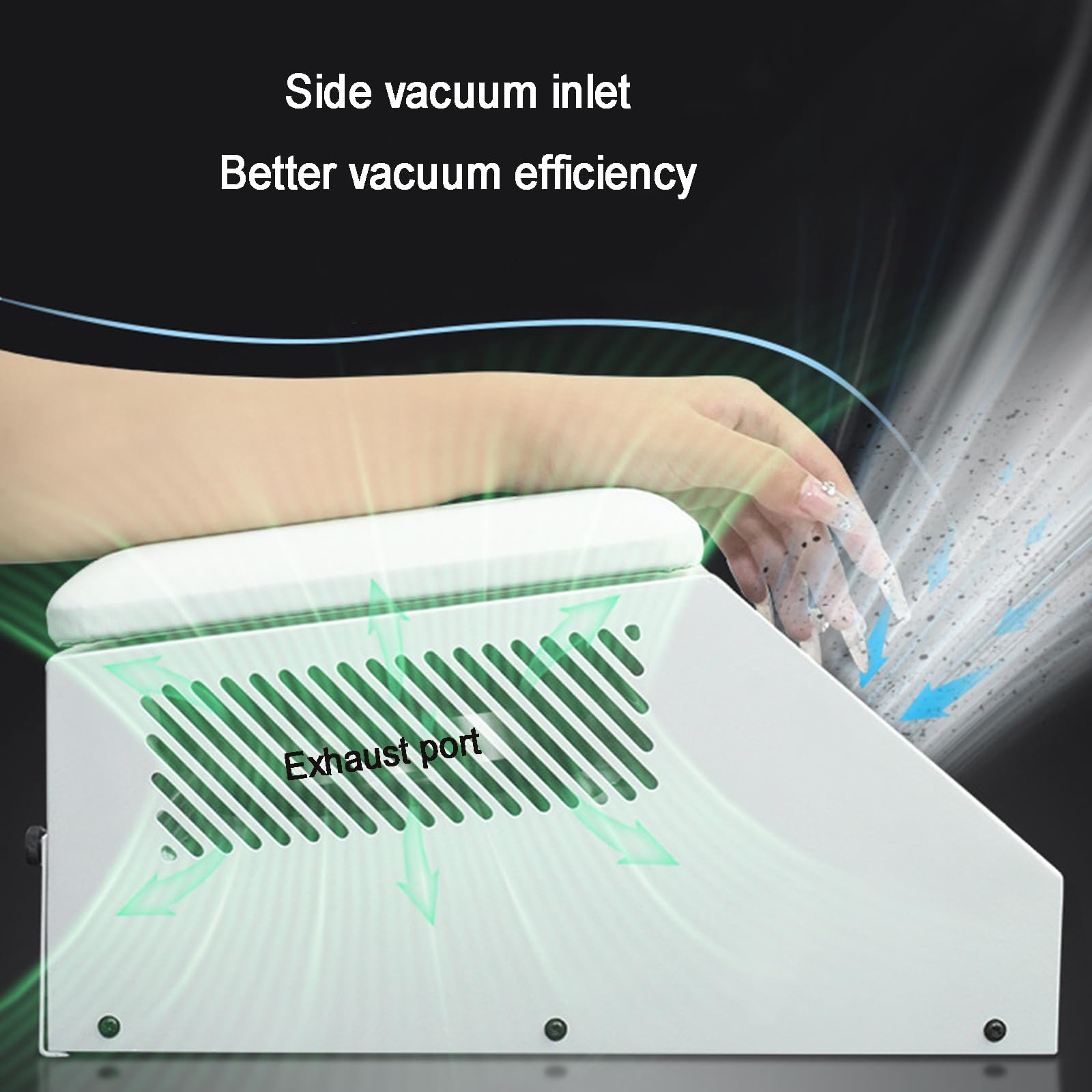 COYEUX Odkurzacz do odpylacza do paznokci 120 W, z filtrem wielokrotnego użytku, 4100 RPM, wysoka prędkość do polerowania paznokci żelowych akrylowych, salonów paznokci