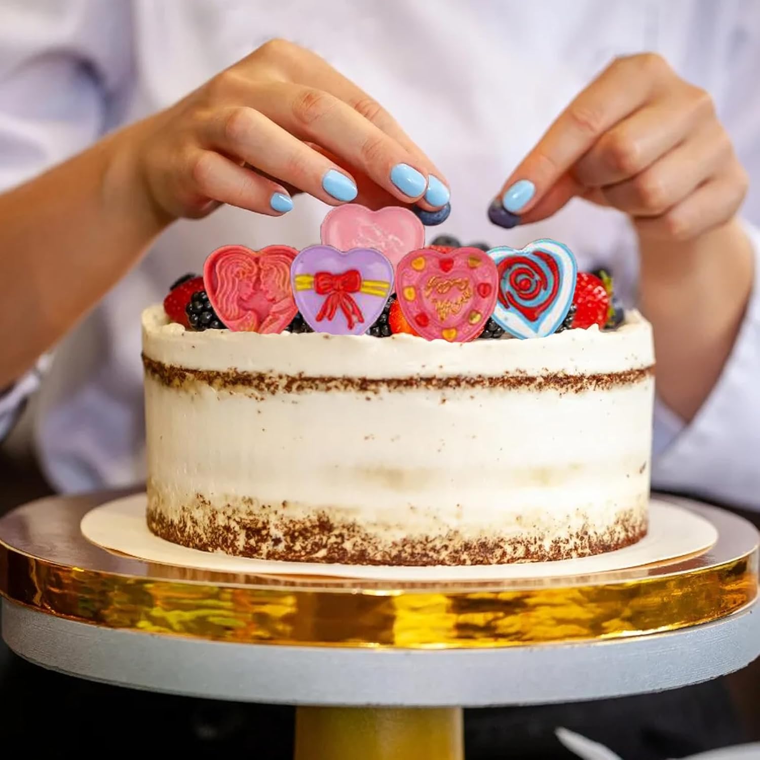 2 PCS Heart Chocolate Molds, 10-Design Love Rose Silicone Molds, Non-Stick Baking Moulds for Valentine's Day DIY Chocolate, Candy, Gummy, Ice Cubes Making - Image 5