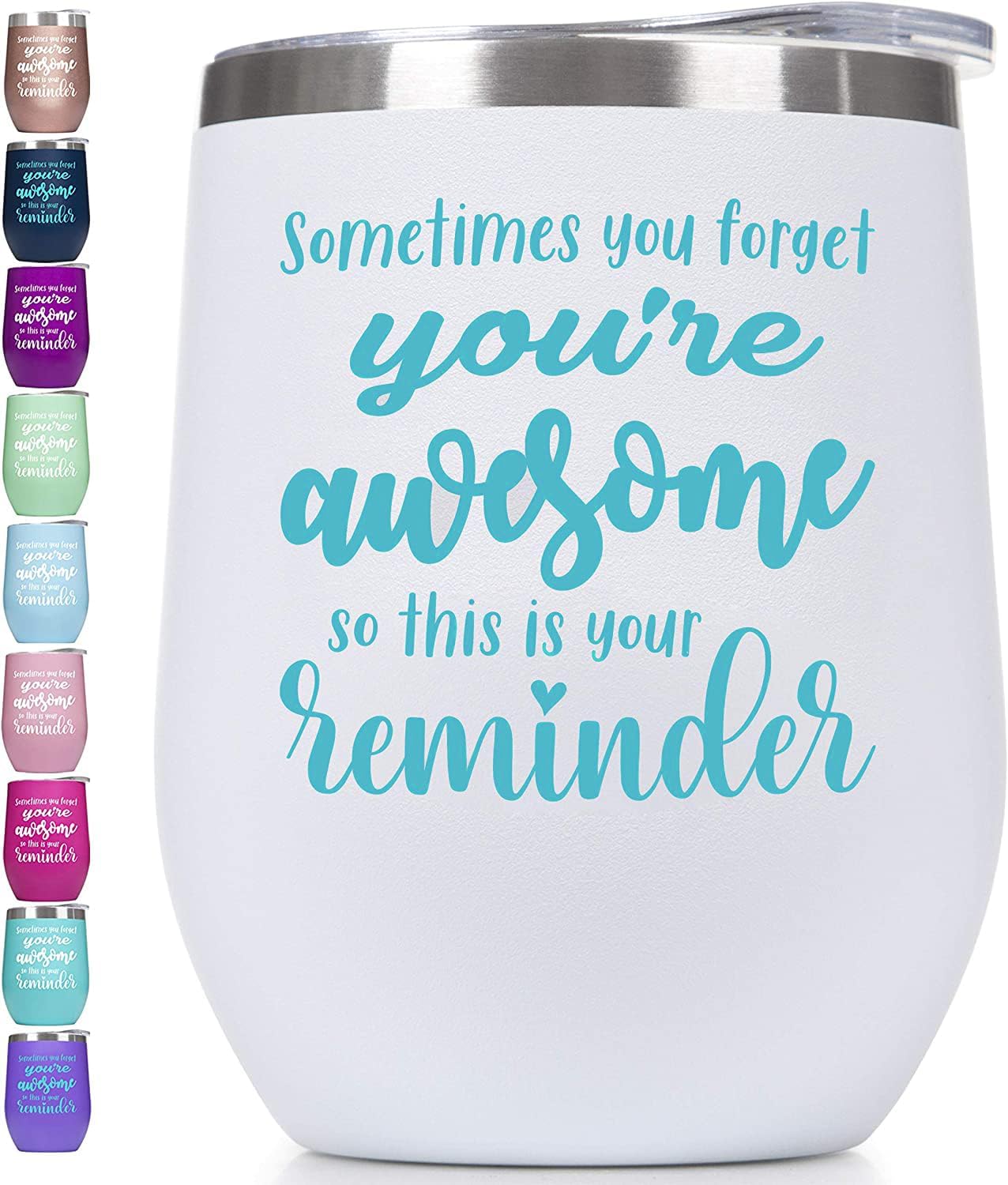 You’re Awesome Wine Tumbler with Sayings For Women, Thank You, Inspirational Appreciation Gifts for Her, Funny Christmas, Birthday, Encouragement Gifts For Best Friend, Mom, Sister, Coworker White
