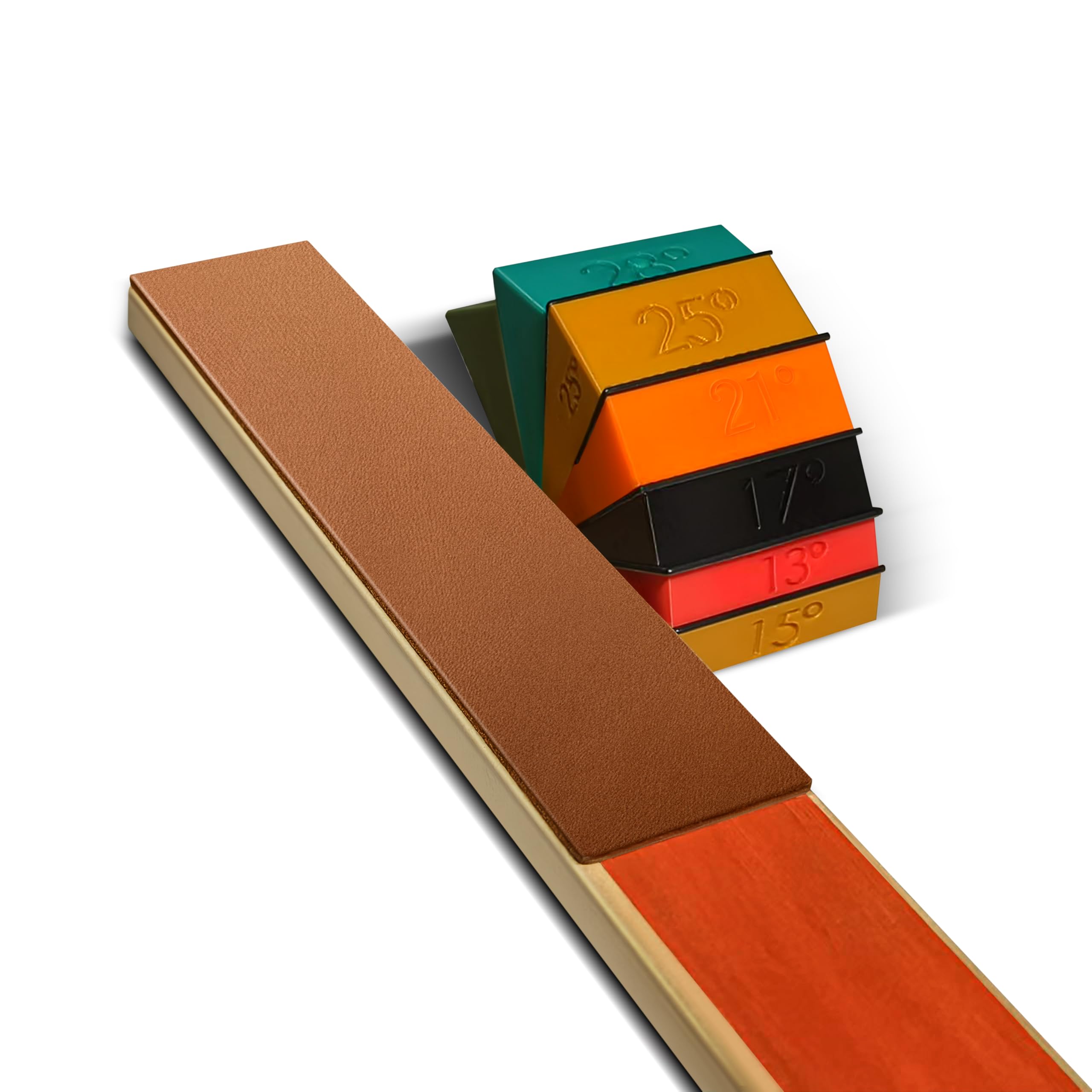 Angle guiding maintaining guide wedges 13° 15° 17° 21° 25° 28° angle guides. 5PCS leather strop. Whetstone knife blade sharpener sharpening stone angle wedge.