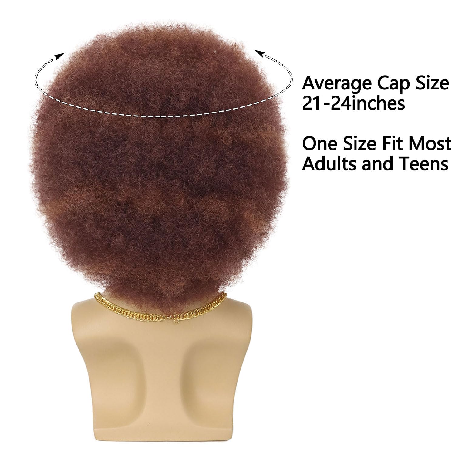 G&T Wig 70s Afro Wig for Men with Glasses Chain and Mustache Mens Costume Disco Short Curly Brown Mixed Hair Fluffy Synthetic Funny Wigs for Party Halloween Hippies Rocker(Brown Mixed) - Image 5
