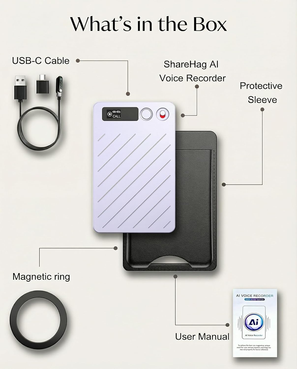 GPT-5 AI Voice Recorder, 64GB Digital Audio Recorder with 152-Language Transcription, Dual Noise-Cancelling Mics, Automatic Summaries & App Control for Lectures, Meetings, Interviews
