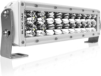 Black Oak Marine LED Light Bar 10-Inch Pro Series 3.0, White Double Row Light Bar for Boats, Combo, Spot, Flood Optics Combo Optic, 120 Watts