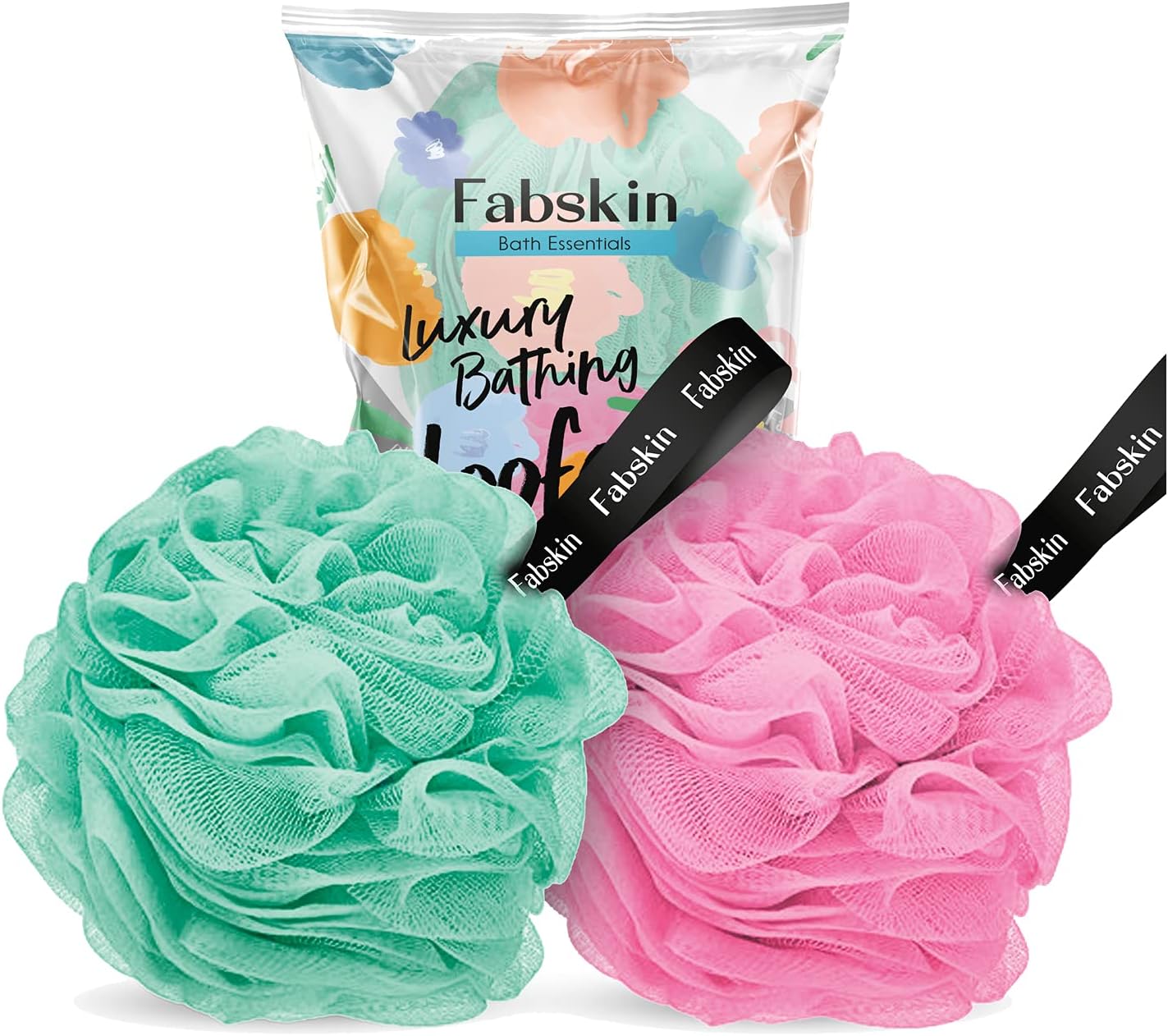 Luxury Bathing Round Loofah for Men and Women (Aqua and Pink)