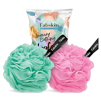 Luxury Bathing Round Loofah for Men and Women Aqua and Pink