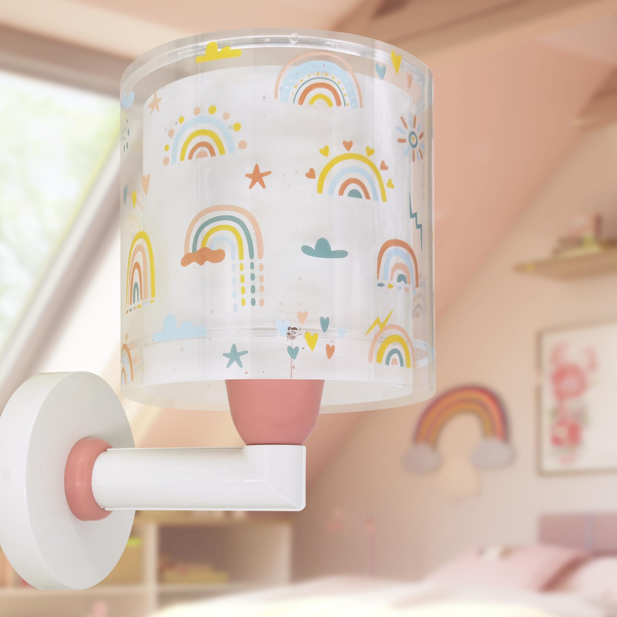 Dalber kinder Wandlampe, Kinderlampe Wandleuchte Rainbow Regenbogen, 41199, E27, Rosa | Wandleuchte; Kinderzimmer; E27 - 1 x 15W