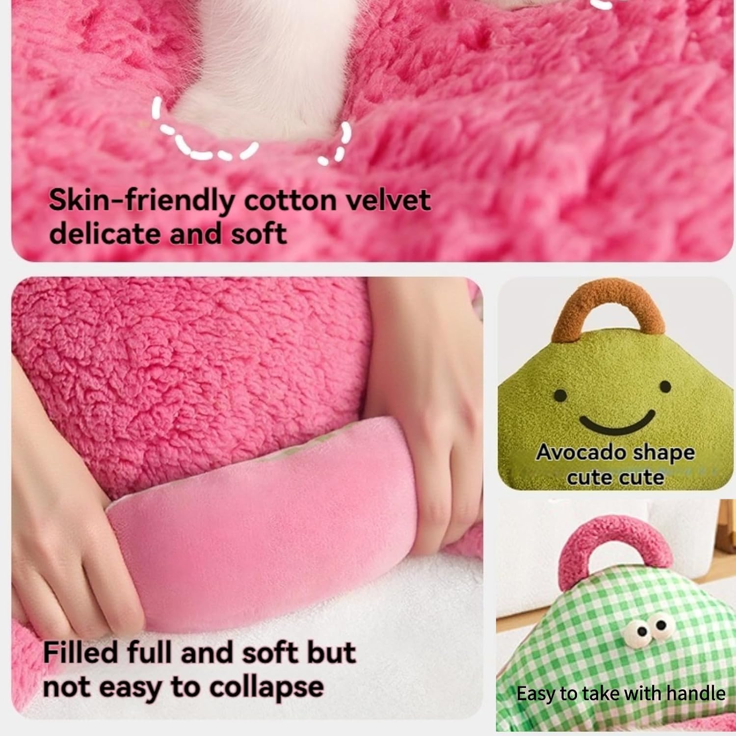 Cute Plush Donut Cuddler Cushion Orthopedic Round Indoor Cat & Dog Bed Cozy All-Season Pet Sofa Cushion with Supportive Bolster for Cats, Small Medium Puppy Dogs (Raspberry Pink,X-Large)