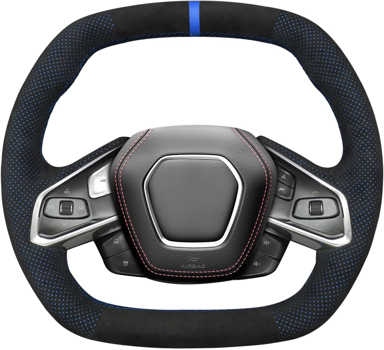 MEWANT Hand Stitch Steering Wheel Cover Wrap for Chevrolet (Chevy) Corvette C8 2020-2024 Steering Wheel Accessories for Chevrolet