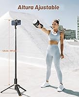 Vista 2 de Trípode para teléfono y selfie stick con control remoto, portátil, ligero para grabación de video y vlog, trípode extensible para viajes compatible