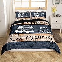 Vista 9 de Erosebridal Juego de funda de edredón rústica para cabaña, cámper, tamaño individual, para literas de caravana, funda de edredón para campamento