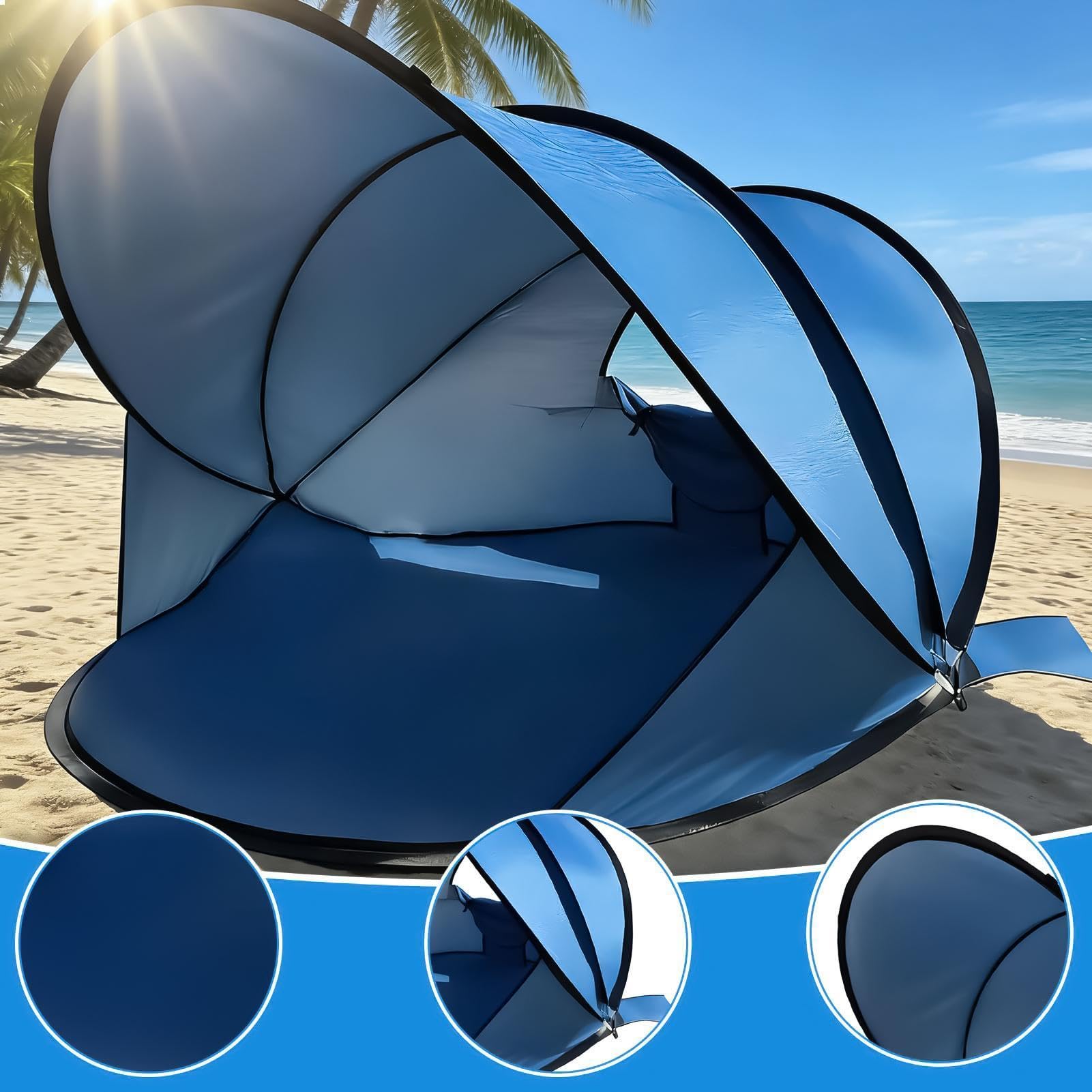 Przenośny Namiot Plażowy - 130x130x100 cm Przenośny Namiot Z Natychmiastowym Rozkładaniem,Kabina Plażowa - Na Świeżym Powietrzu: Wędkarstwo, Przygoda, Wędrówki, Ogród, Trawnik,