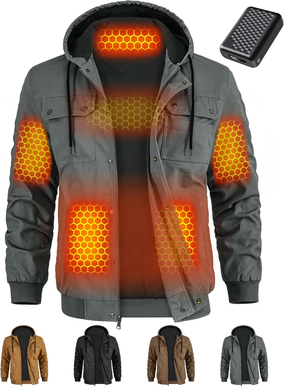 Wulcea Graphene Heated Jacket For Men 12V 18400mAh Fast Charge Large Capacity Battery