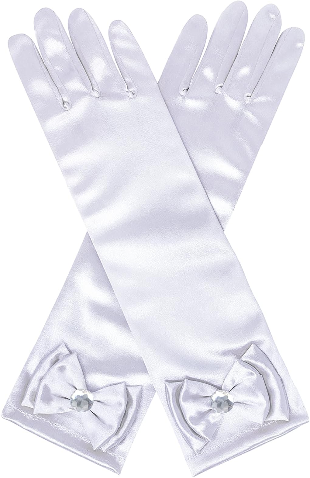 BIBUTY Princess Dress Up Accessories - White Toddler Gloves for Girls, Princess Dress Up Set, Costume Gloves Set Toy Gift for 3-6 Year Olds