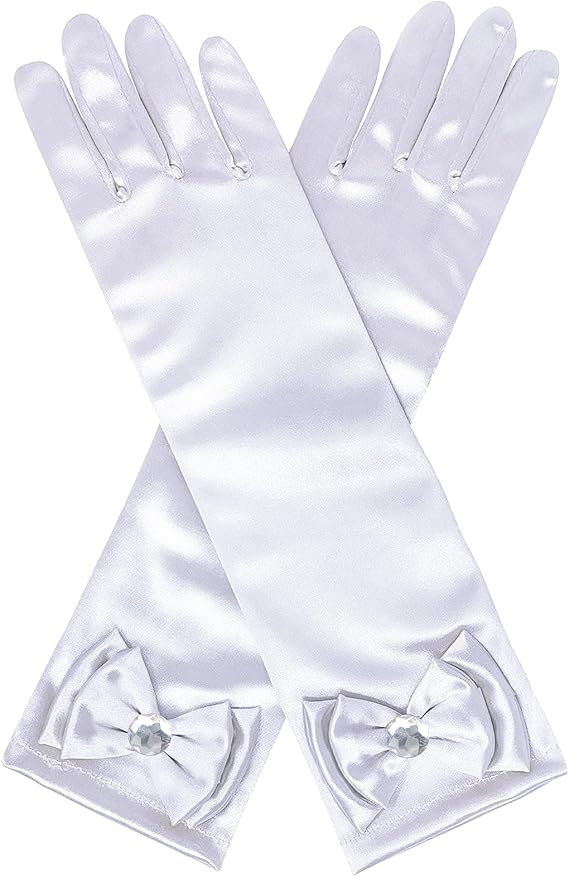 Princess Dress Up Accessories - White Toddler Gloves for Girls, Princess Dress Up Set, Costume Gloves Set Toy Gift for 3-6 Year Olds