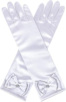 Princess Dress Up Accessories - White Toddler Gloves for Girls, Princess Dress Up Set, Costume Gloves Set Toy Gift for 3-6 Year Olds