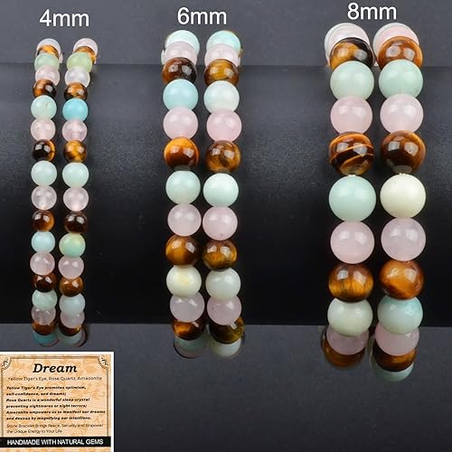 Vista 281 de MASSIVE BEADS Pulsera elástica de yoga hecha a mano con piedra natural, cristal curativo, energía, regalos para adultos unisex de 0.157 in, 0.236