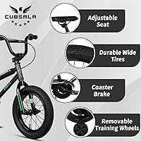Vista 2 de 12 14 16 18 Inch Kids Bike BMX Style Bicycle with Training Wheels Coaster Brake for 2-10 Years Old Toddlers Boys Girls Multiple