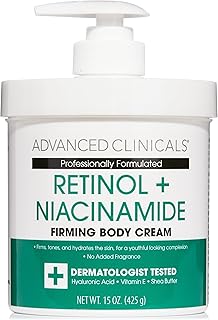 Advanced Clinicals Retinol Body Lotion, Firming & Anti-Aging Moisturizer for Crepey Skin, 15 Oz Retinol Face & Body Cream