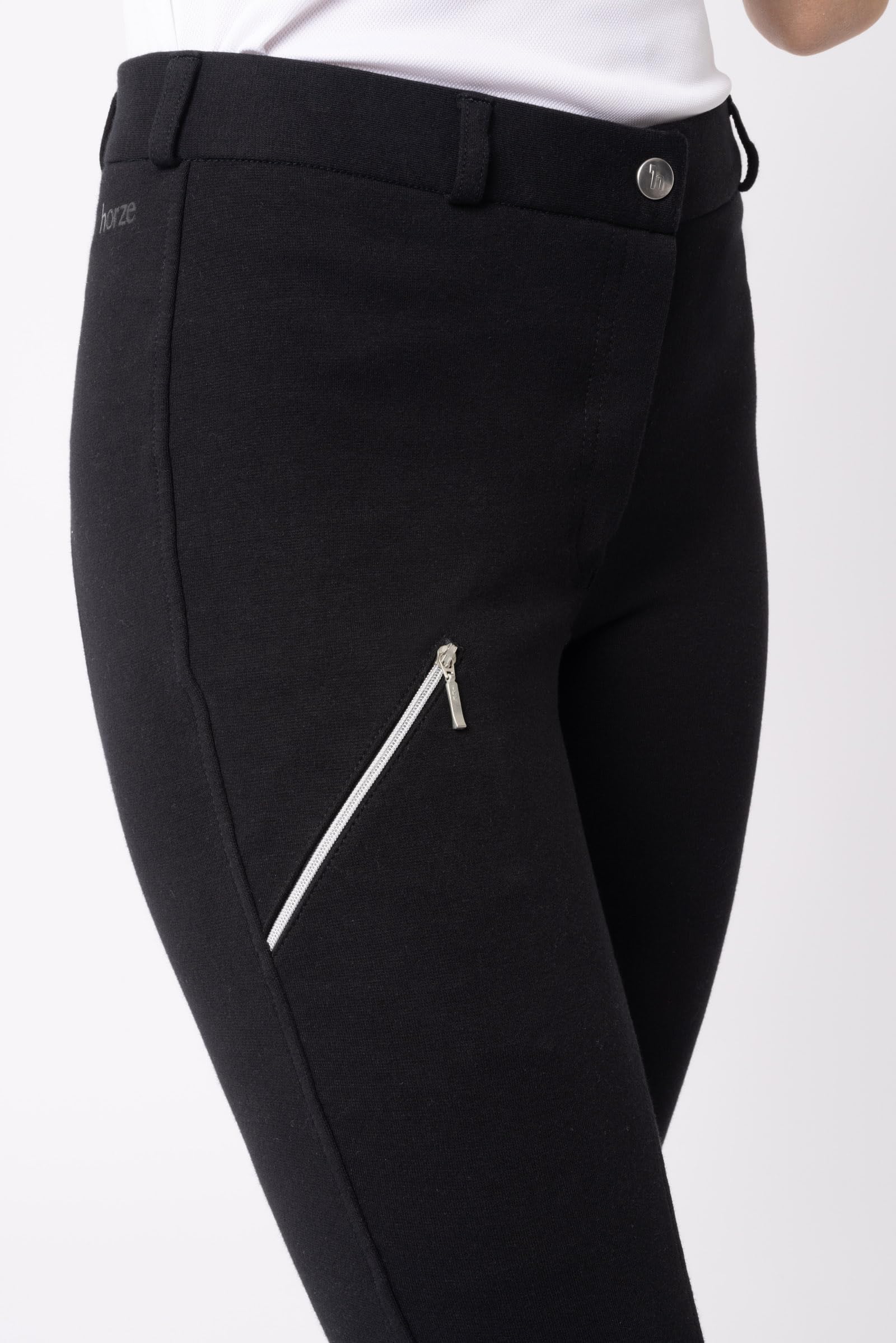 HORZE Pantalón de equitación Mujer Felicia, pantalón de equitación con Asiento Completo y Bolsillo para teléfono