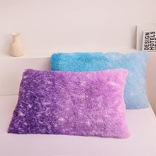 Miniatura 9 de A Nice Night Juego de funda de edredón de pelo sintético lanudo y esponjoso, estilo teñido anudado, más suave, juego de ropa de cama de terciopelo