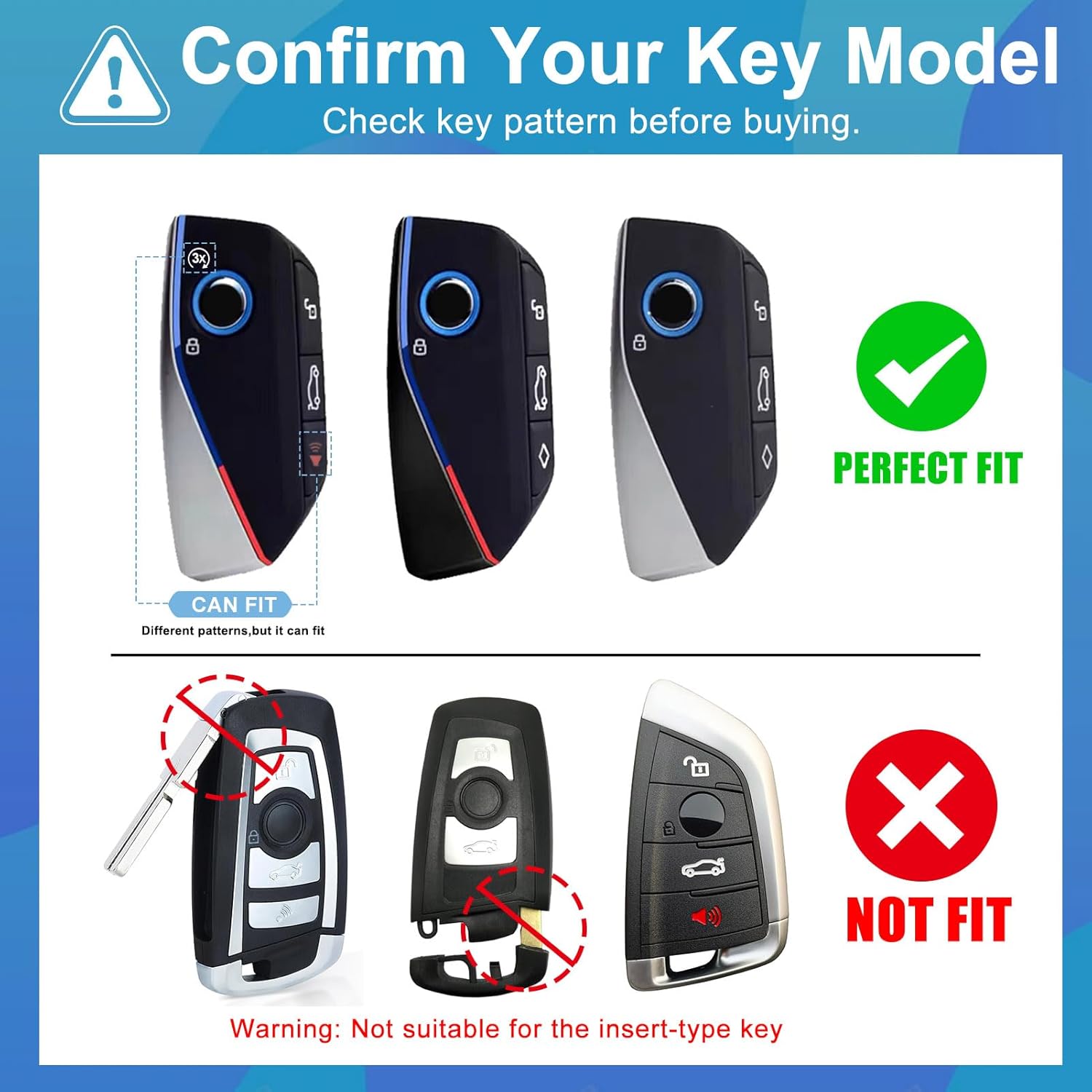 Key Fob Cover for BMW - Premium Soft TPU Shell Full Protection Case with Keychain, Fits 5 Series 7 Series X1 X3 X5 X6 X7 2