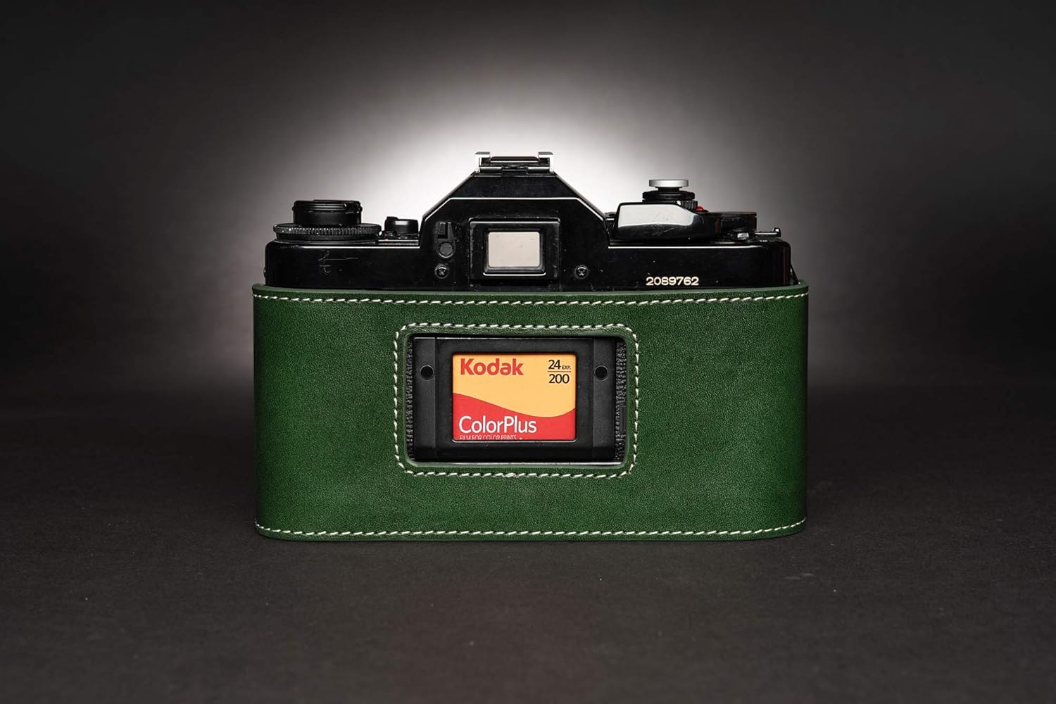 A-1 Case, BolinUS Handmade Genuine Real Leather Half Camera Case Bag Cover for Canon New AE-1 AE-1P A-1 (with Handle) Camera with Hand Strap (Green)