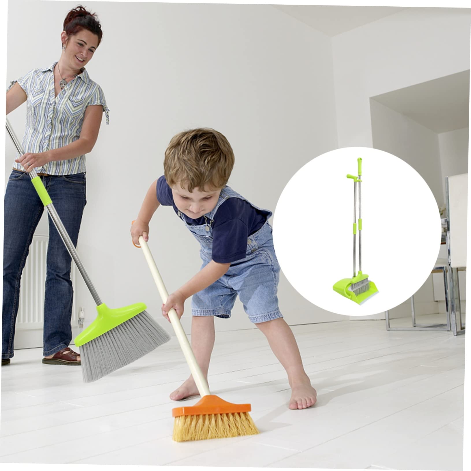 Hemobllo Escoba de Pie y Recogedor de Plástico de Acero Inoxidable Kit de Escoba y Recogedor para Limpieza del Hogar para Uso en Almacén y RV