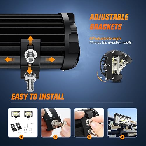 Miniatura 6 de Nilight Barra de luz LED de disparador lateral, 2 luces combinadas de triple fila de 4.3 pulgadas con kit de arnés de cableado para niebla