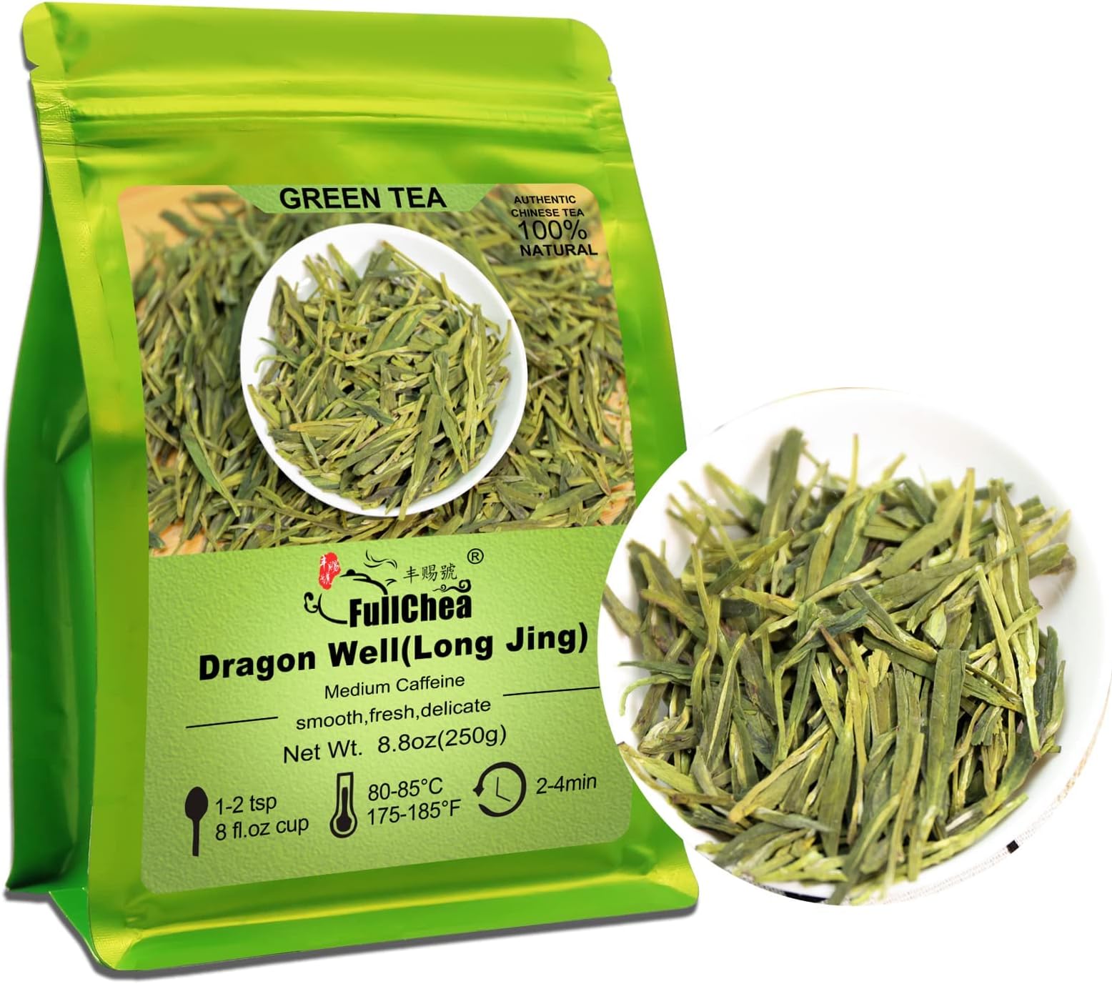 FullChea Longjing Tea Dragonwell Tea Chinese Green Tea Loose Leaf Toasty