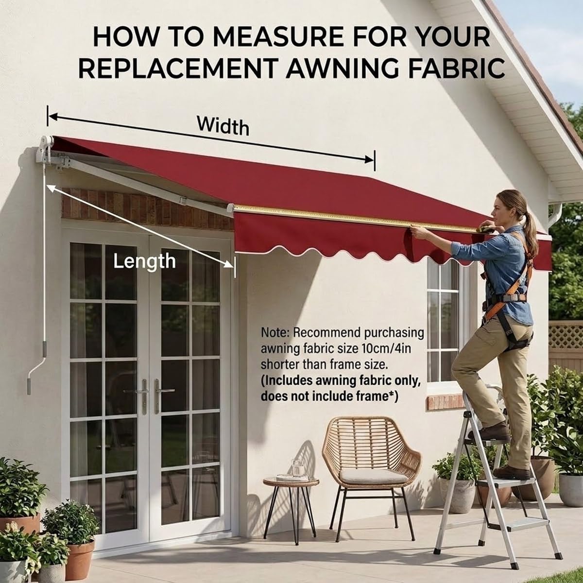 Toile de Remplacement Store Banne Imperméable pour Terrasse Auvent, Toile d'Ombrage Anti-UV, Toile de Rechange pour Store Extérieur Balcon Jardin, sans Armature