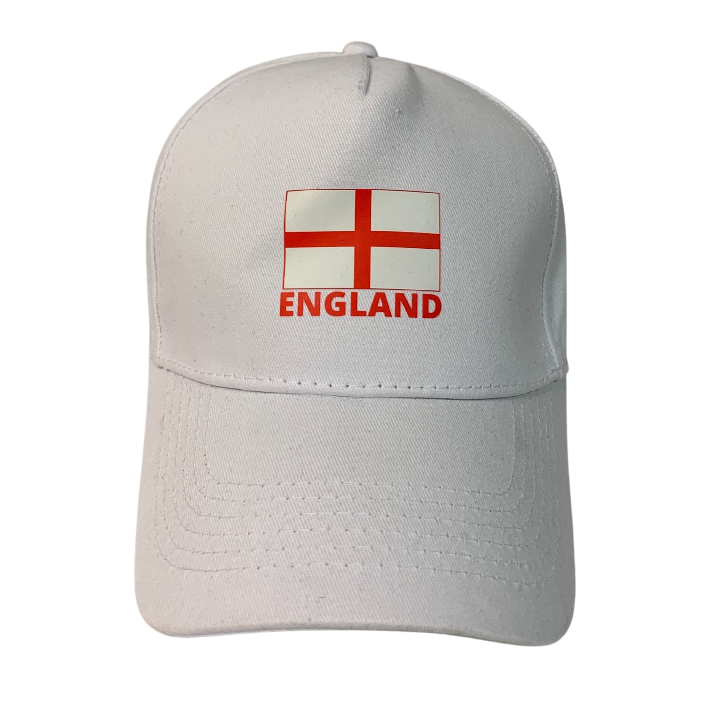 Fidra Adult Unisex England Baseball Cap with St George Cross Logo, Buckle Adjustable. Fast UK Post 48-72 Hour delivery. (White)