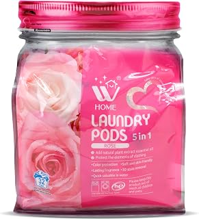 5-in-1 Laundry Detergent Pods, 32 Count Bag, High Efficiency (HE), Ultra Concentrate with Powerful Stain Lifter Technology, Fabric Softener With Rose Extracts, Detergent Pacs
